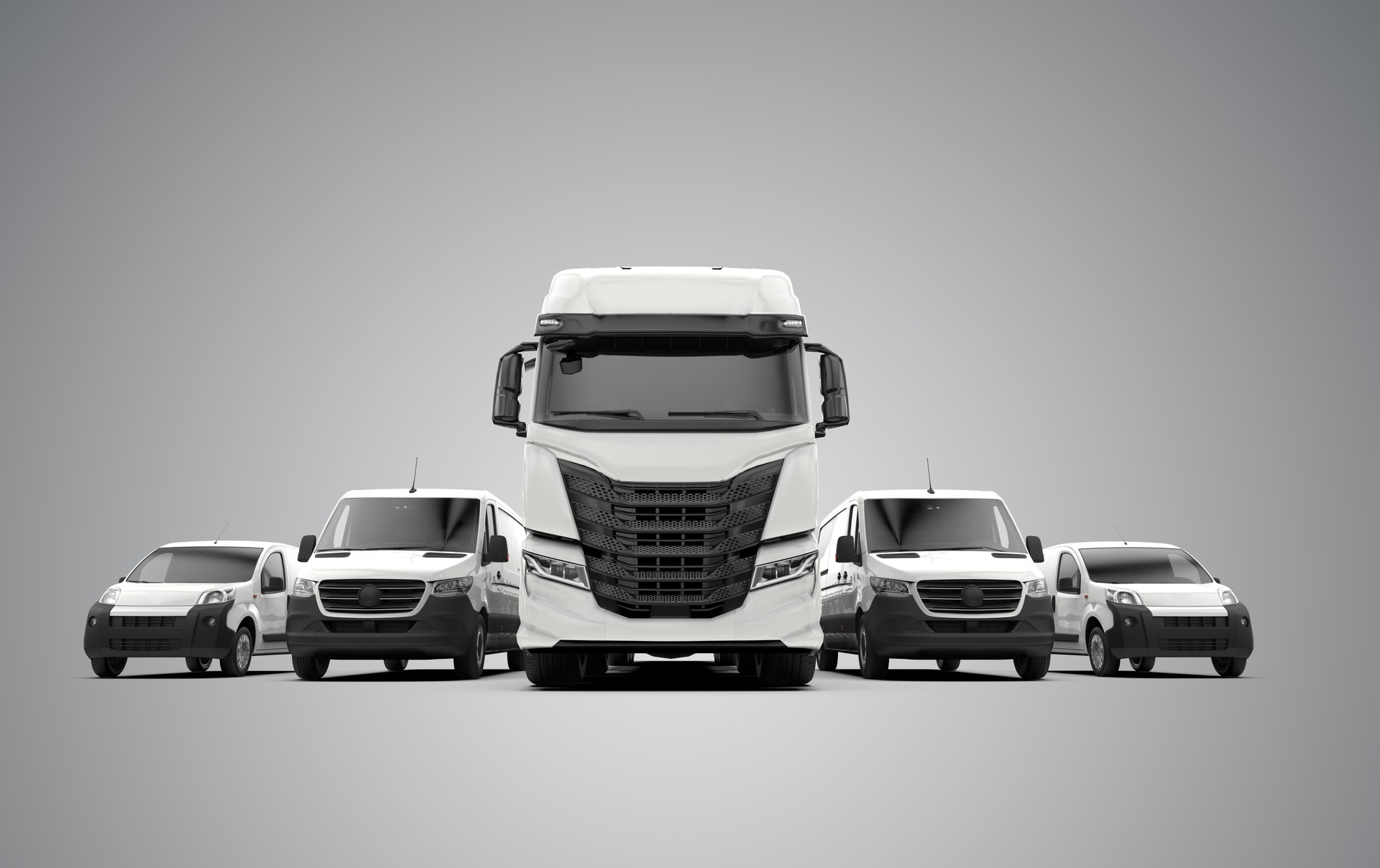 Logistic fleet on a grey background